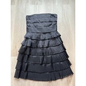 White House Black Market strapless tiered cocktail dress, black, Women's size 6